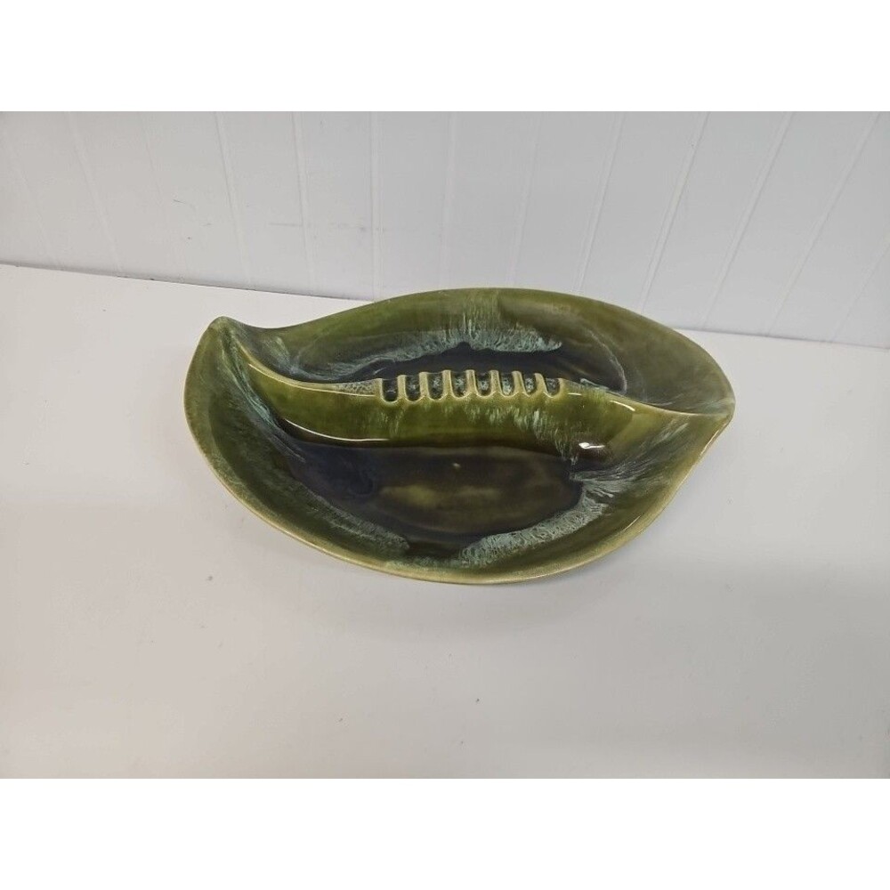 Vintage MCM Ceramic Wade Of California Ashtray Trinket Dish Avocado Green